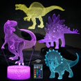 thumbnail image 1 of YSTIAN Dinosaur 3D Night Light for Boys 4 Pcs Hologram Illusion Lamp with 16 Color Changing & Remote Birthday Control Dinosaur Gifts for Girls Kids Room, 1 of 6