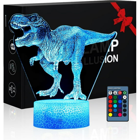 YSTIAN Dinosaur Night Light,3D Led Light 16 Colors Changing with Remote,USB Operated Small Decorative Lamp Gadget, Dinosaur Toys for Kids 5-7,Christmas Birthday Gifts for Adults Teens Boys Girls