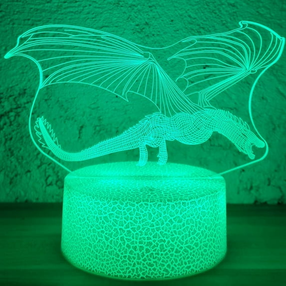 YSTIAN Dragon Night Light for Boys - 3D Optical Illusion Lamp Bedroom Decorations Bedside Lamp, with Remote & Smart Touch 16 Colors Dimmable Dragon Toys for Kids Boys Teens Adults Birthday Gifts