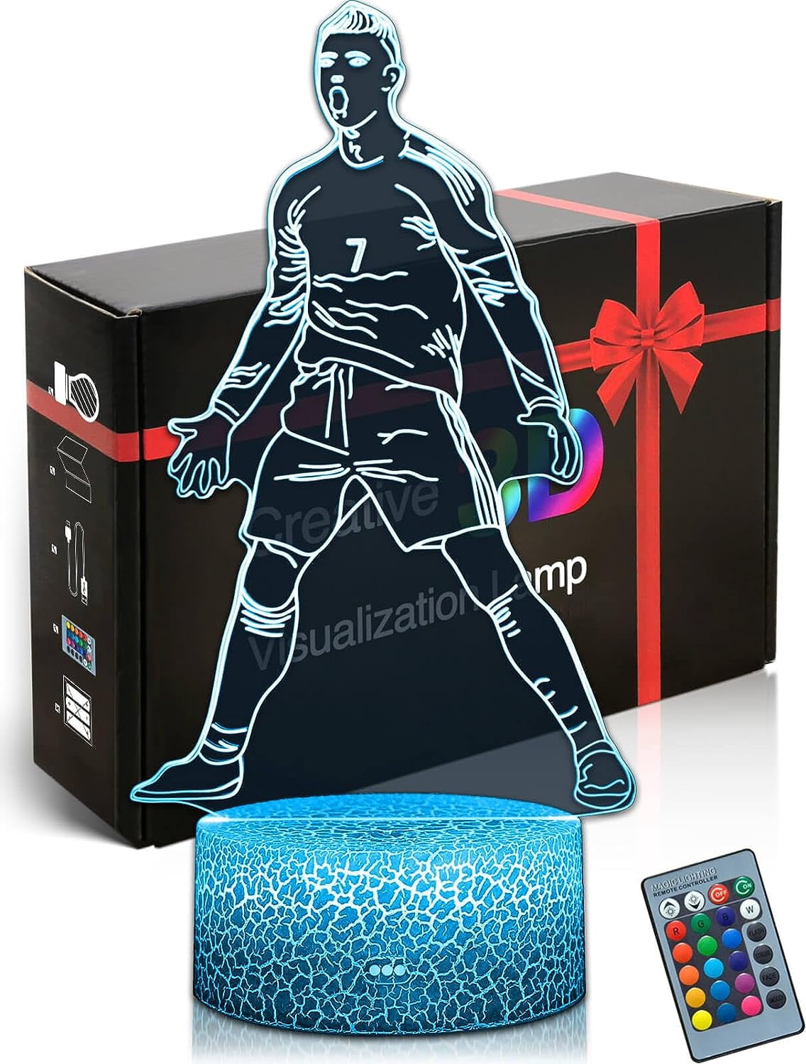Remote Control Footballer YSTIAN Footballer Siuuuu Celebration 3D Lamp Illusion, 16 Colors Touch ...