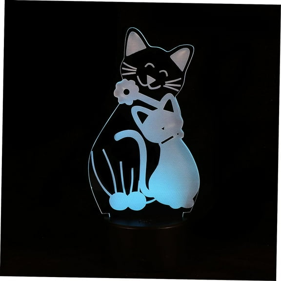 YSTIAN LED Light Cat Night Light Night Lamp Touch Table Lamp Rechargeable Night Light 3D Illusion Lamp Cat Light Optical Illusion Light 7 Color Change Light 3D Bedside Light 3D Plastic