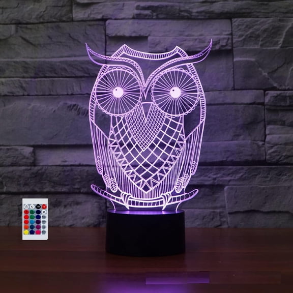 YSTIAN Night Light for Kids 3D Owl Led Lamp with Remote Control 16 Color Changing Xmas Birthday Gift for Child
