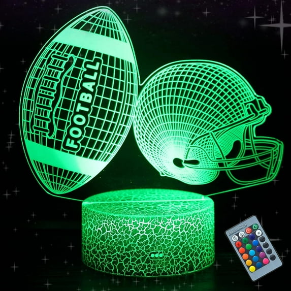 YSTIAN Rugby 3D Illusion American Football Night Lights,16 Colors Changing Desk Lamp with Remote Control Dimmable,Room Decor Birthday Gifts