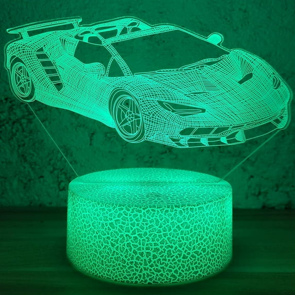 YSTIAN Sport Car Night Light for Boys,Race Car 3D Optical Illusion Lamp,with Remote & Smart Touch 16 Colors Dimmable Bedroom Decorations Bedside Lamp,Christmas Birthday Gifts for Kids Boys Teens