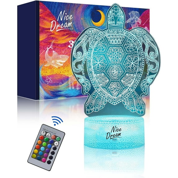 YSTIAN Turtle Night Light for Kids, 3D Illusion Night Lamp, 16 Colors Changing with Remote Control, Room Decor, Gifts for Children Boys Girls