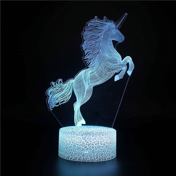 YSTIAN Unicorn 3D Lamp Illusion Led Night Light for Children Bedroom Decor 16 Color with Remote Control Nightlight Gifts for Christmas Decoración De Dormitorio De Luz De Noche Led