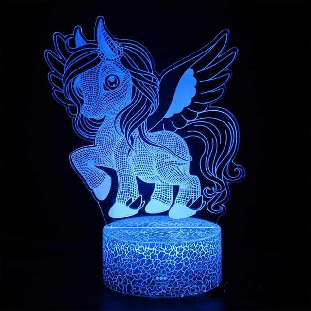 YSTIAN Unicorn 3D Led Illusion Lamp Unicorn Night Light for Kids Remote & Smart Touch 16 Colors Changing Unicorn Toys Gifts for Girls Decoración De Dormitorio De Luz De Noche Led