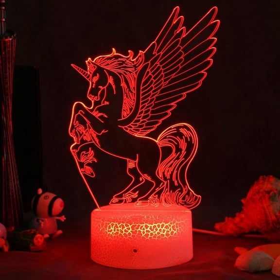 YSTIAN Unicorn Gifts for Grils 3D Illusion Night Light Bedside Lamp with Remote Control 16 Colors Changing Function for Room Home Decor Decoración De Dormitorio De Luz De Noche Led