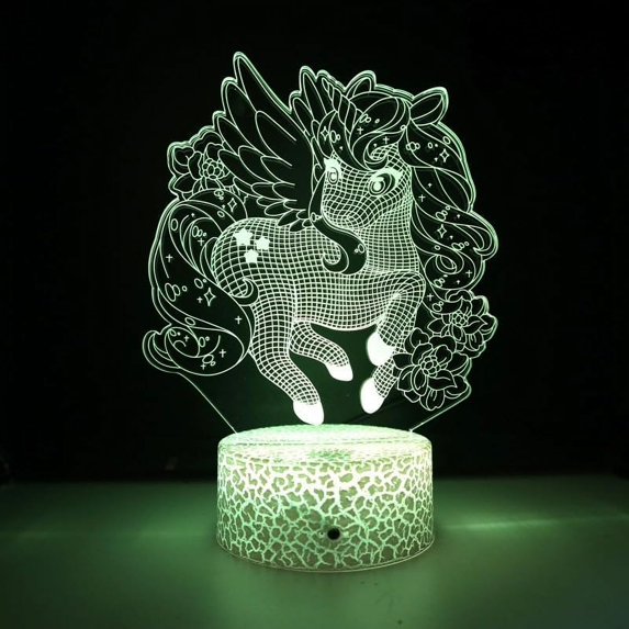 YSTIAN Unicorn Lamp Illusion Led Night Light Bedroom Bedside Table Lamp Colorful USB Touch 3D Nightlight Kids Gifts Home Decor Decoración De Dormitorio De Luz De Noche Led
