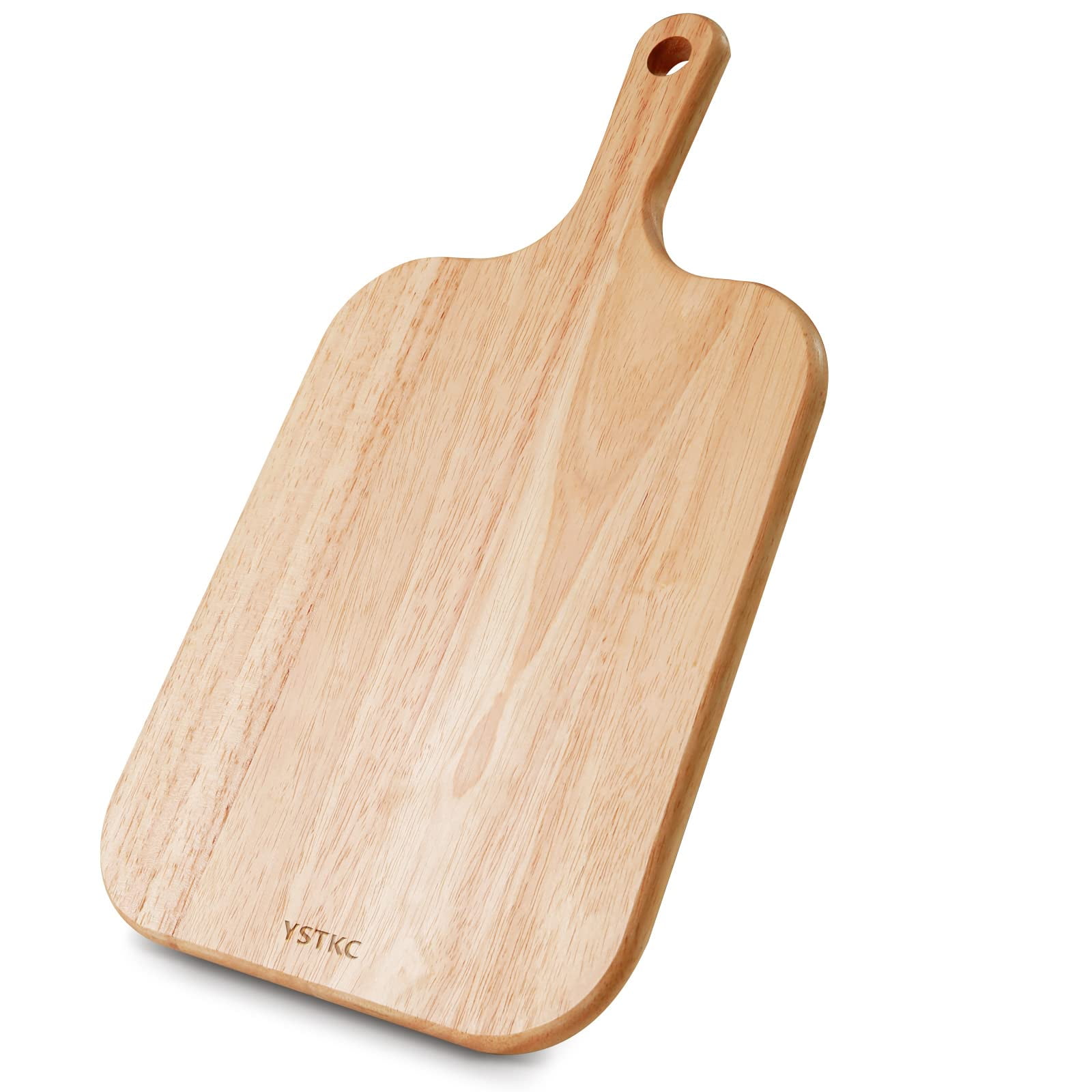 YSTKC Rubber Wood Cutting Board with Handle 13" x 7.5" Inch, Wooden