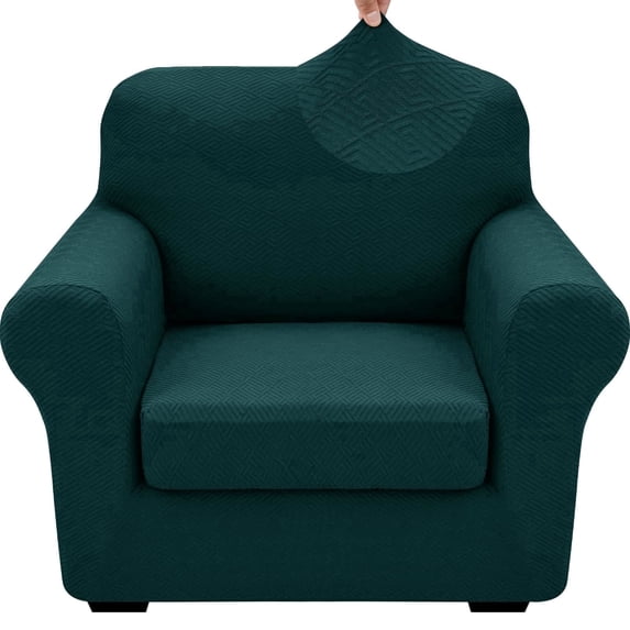 XYMHUN 2-Piece Armchair Sofa Cover Stretch Couch Cover Washable Sofa Slipcover Furniture Protector with 1 Cushion Cover,Dark Green