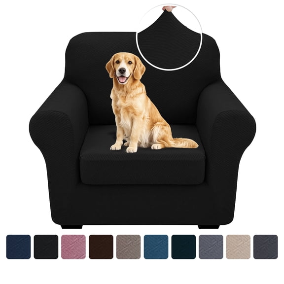 XYMHUN 2-Piece Armchair Sofa Cover Stretch Couch Cover Washable Sofa Slipcover Furniture Protector with 1 Cushion Cover,Black