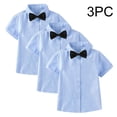 thumbnail image 1 of YSUEJPF 3 Pack Kids Short Sleeve Button Down Shirts Classic Formal School Uniform Shirts for 2-15 Years Boys Girls, 1 of 6