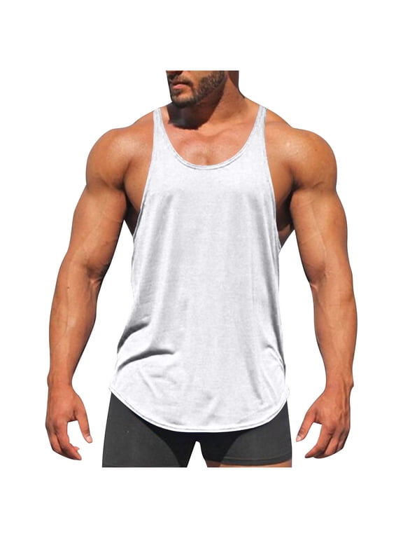 Athletic Tank Tops for Men Stringer Y Back Sleeveless Undershirts Crew Neck Quick Dry Workout Gym Fitness Muscle Shirt