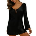 thumbnail image 1 of YSUEJPF Beach Cover Ups for Women V Neck Crochet Swimsuit Knit Hollow Out Cover Up Dress for Summer Vacation, 1 of 6