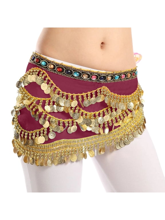 Belly Dance Hip Scarf Mini Skirt Belly Dancer Wrap Skirt with Sequins, Bellydance Belt