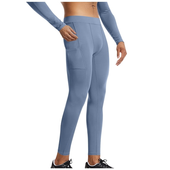 YSUEJPF Compression Leggings for Men Classic Solid Athletic Workout Tights Stretchy Running Yoga Pants with Pockets
