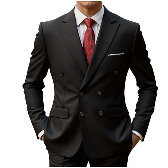 YSUEJPF Double Breasted Suits for Men Peak Lapel Classic Blazer Fitted Business Casual Sport Coats Dress Outfits for Wedding Office