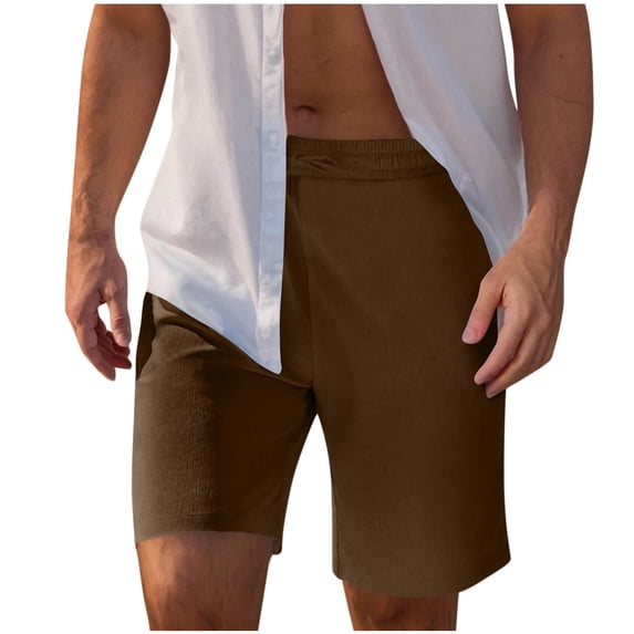 YSUEJPF Faux Linen Shorts for Men Summer Breathable Drawstring Adjustable Waist Gym Shorts Beach Vacation Shorts with Pockets