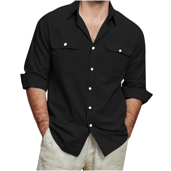 YSUEJPF Fishing Shirts for Men Linen Breathable Short Sleeve Button Down Hiking Shirt Outdoor Cargo Shirts with Pockets