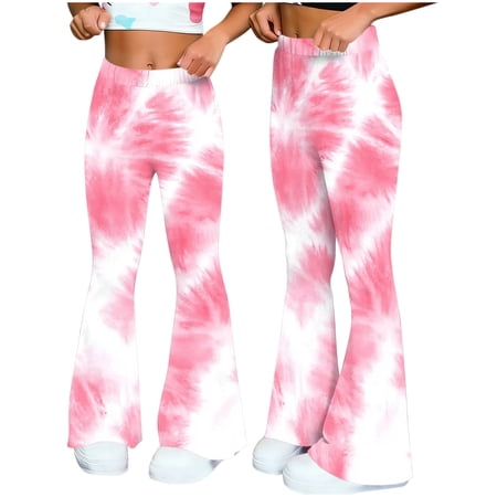 YSUEJPF Flare Leggings for Women Graphic Elastic Waist Bell Bottoms Stretchy Compression Tights for Yoga Athletic Running