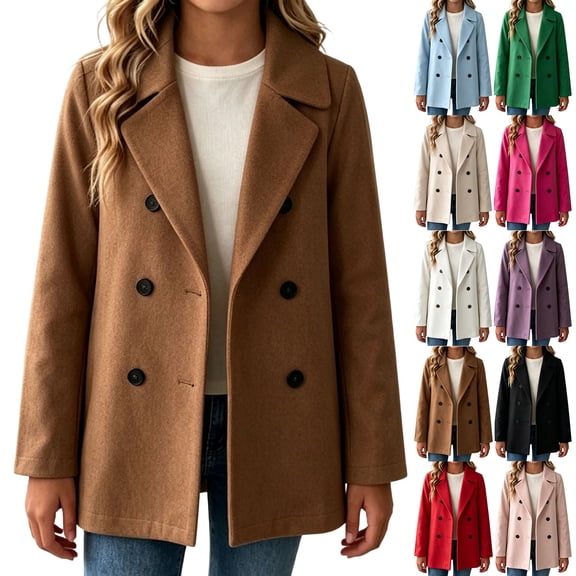 YSUEJPF Girls Wool Trench Coat Double Breasted Pea Coat Button Down Jacket Lapel Outerwear 5-16 Years
