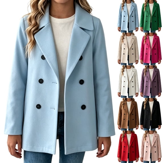 YSUEJPF Girls Wool Trench Coat Double Breasted Pea Coat Button Down Jacket Lapel Outerwear 5-16 Years