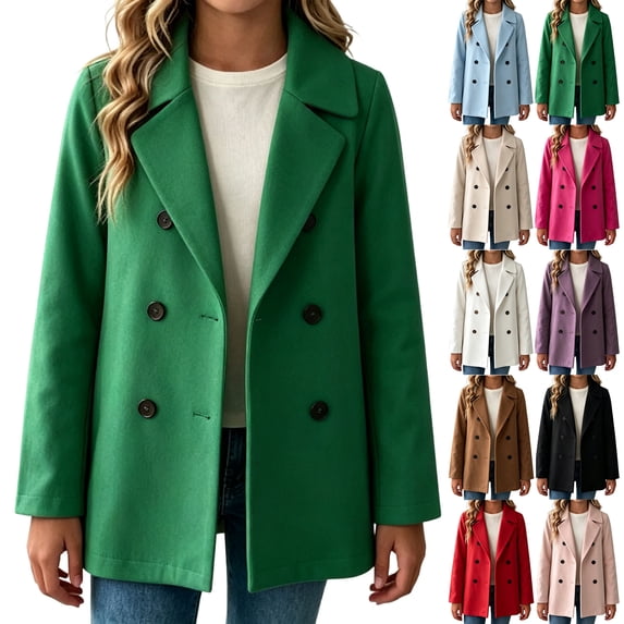YSUEJPF Girls Wool Trench Coat Double Breasted Pea Coat Button Down Jacket Lapel Outerwear 5-16 Years