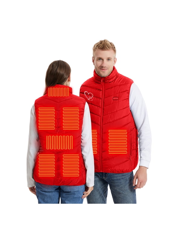 Heated Vest for Men Women 3 Heating Level 8 Heating Zones Warm Quilted Vest Lightweight Soft Shell Insutaled Sleeveless Jacket (No Power Bank)