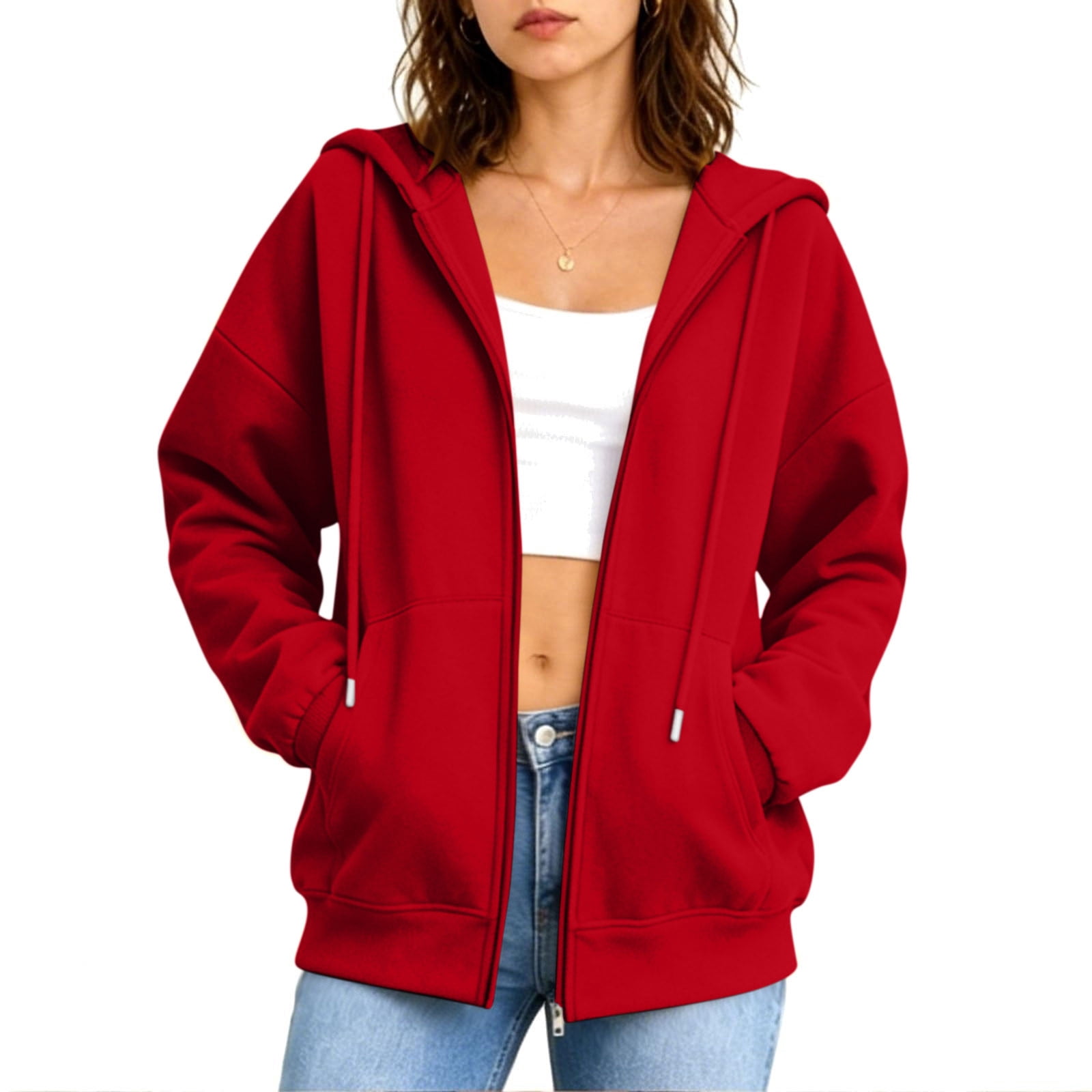 YSUEJPF Hooded Sweatshirts for Women Full Zip Long Sleeve Cardigan ...