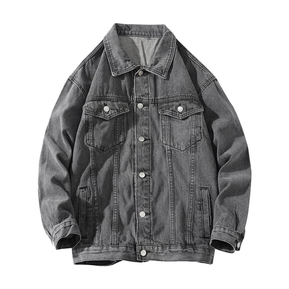 YSUEJPF Jean Jacket for Men Button Down Long Sleeve Denim Jacket Classic Casual Trucker Jackets Outdoor Coat