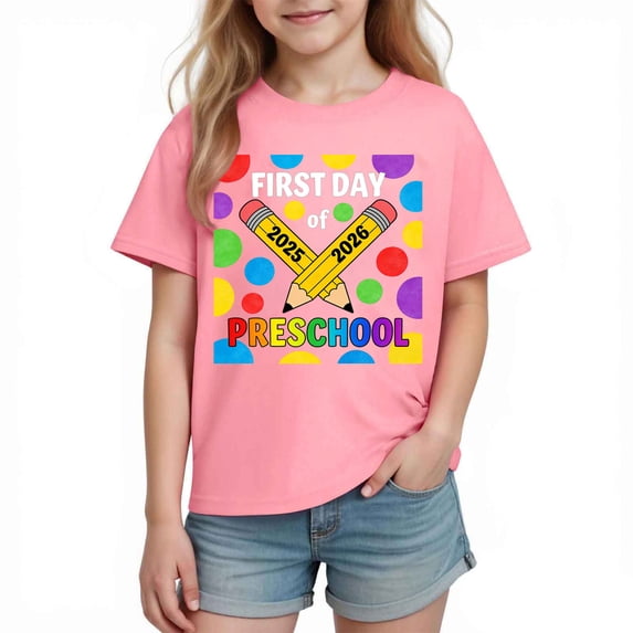 YSUEJPF Kindergarten Shirts for Girls Boys First Day of Preschool T Shirts Back to School Short Sleeve Summer Tees
