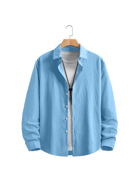 Linen Shirts for Men Fall Casual Breathable Quick Dry Button Down Shirt Thin Baggy Long Sleeve Outfits