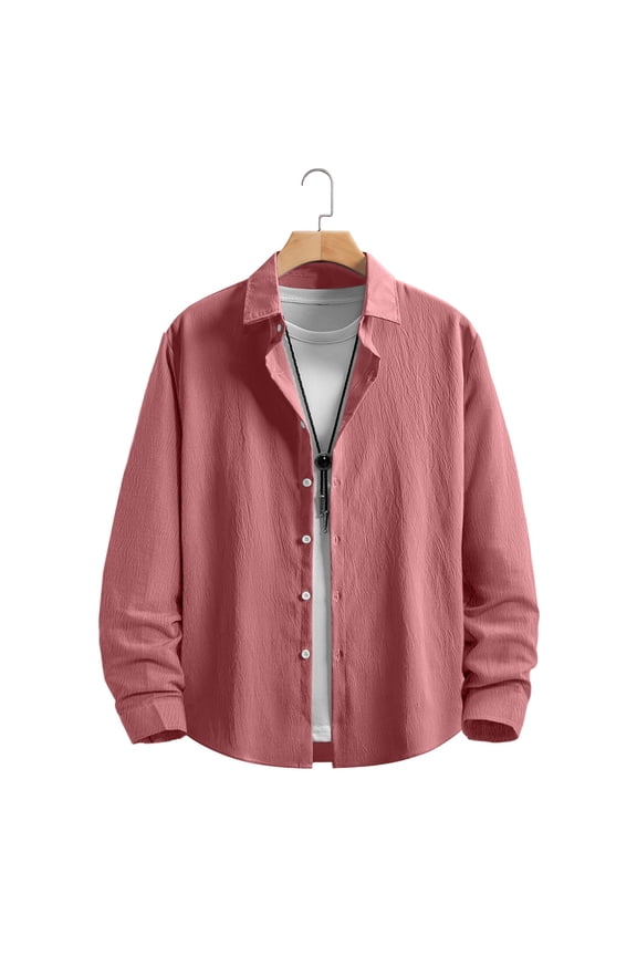 Men Long Sleeve Shirt Regular Fit Button Down Shirts Spring Summer UV Protection Sun Shirt
