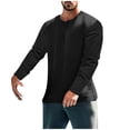 thumbnail image 1 of YSUEJPF Men's Gym Shirts Stretchy Loose Fit Basic Plain Athletic Tops Quarter Button Crewneck Long Sleeve Workout Shirts, 1 of 5