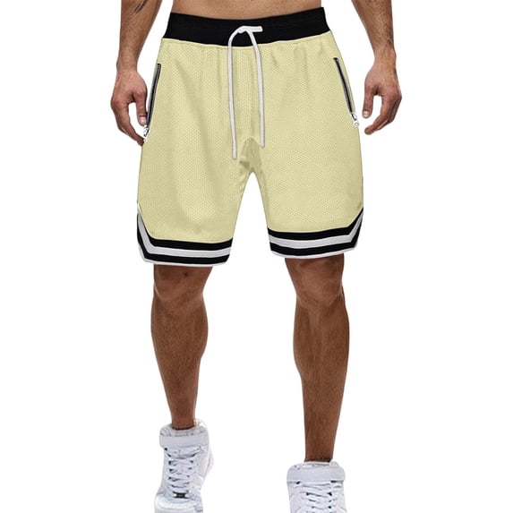 YSUEJPF Men's Gym Shorts Quick Dry Breathable Athletic Shorts Drawstring Running Workout Shorts with Zipper Pockets