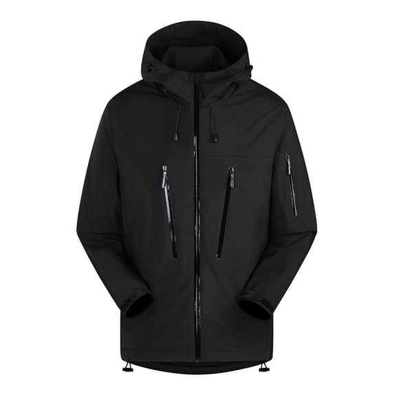 YSUEJPF Men's Rain Jacket Lightweight Waterproof Windbreaker Hooded Long Sleeve Drawstring Trench Coat for Mountaineering & Riding