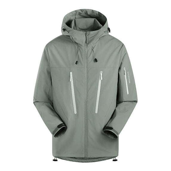 YSUEJPF Men's Rain Jacket Lightweight Waterproof Windbreaker Hooded Long Sleeve Drawstring Trench Coat for Mountaineering & Riding