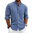 thumbnail image 1 of YSUEJPF Men's Striped Work Shirts Business Casual Linen Breathable Dress Shirts Long Sleeve Button Down Collared Shirts, 1 of 8