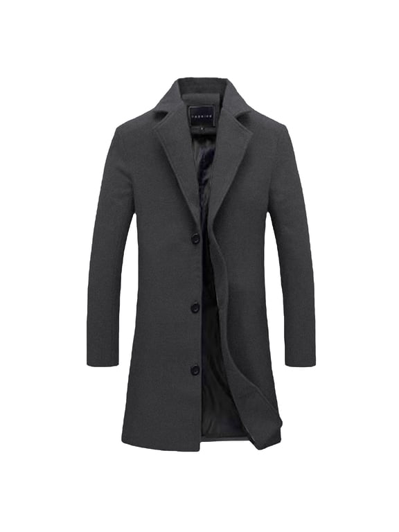 Men's Trench Coat Dressy Casual Notch Lapel Double Breasted Overcoats Classic Stretchy Long Coats
