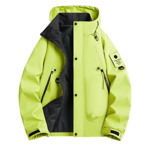 YSUEJPF Men's Windbreaker Jackets Quick Dry Breathable Windproof Cargo Hiking Jackets Outdoor Zip Front Long Sleeve Hooded Rain Coats