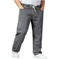 thumbnail image 1 of YSUEJPF Mens Big & Tall Baggy Jeans Elastic Waist Drawstring Jeans Straight Leg Loose Fit Denim Pants, 1 of 4
