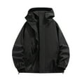 thumbnail image 1 of YSUEJPF Mens Big & Tall Light Raincoat Hooded Waterproof Rain Jacket Long Sleeve Basic Windbreaker with Elastic Cuffs & Pockets, 1 of 6