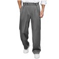 thumbnail image 1 of YSUEJPF Mens Dress Pants Button Loose Fit Business Casual Pants Straight Leg Stretch Pleated Trousers with Pockets, 1 of 7