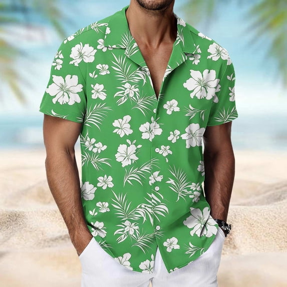 YSUEJPF Mens Hawaiian Shirts, Summer Short Sleeve Button Down Tropical Shirt, Big & Tall Beach Shirts