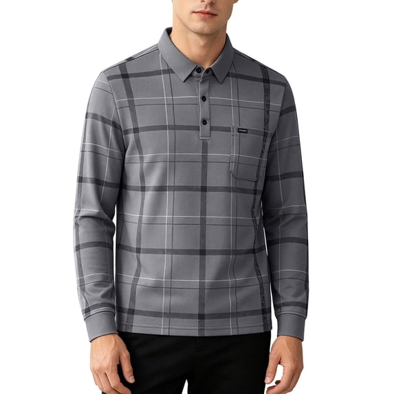 YSUEJPF Mens Plaid Dress Shirts Business Casual Button Long Sleeve Work Shirts Collared Comfy Golf Shirts with Chest Pocket