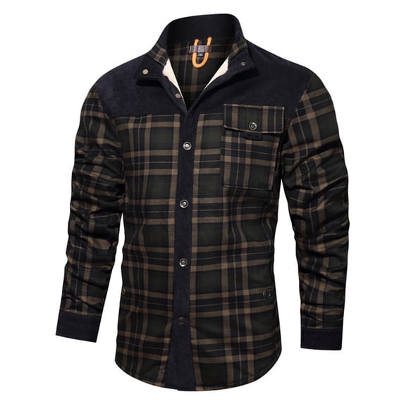YSUEJPF Mens Plaid Fleece Jackets Long Sleeve Button Down Jackets Fall Winter Casual Warm Shacket for Outdoor