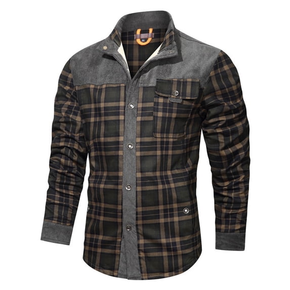 YSUEJPF Mens Plaid Fleece Jackets Long Sleeve Button Down Jackets Fall Winter Casual Warm Shacket for Outdoor