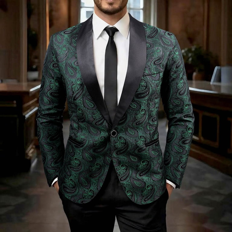 formal mens dress coats YSUEJPF Sport & Blazers Flower Suit Jacket One Button Paisley Tuxedo Blazer Jackets for Dinner Party Prom Wedding weddingpromo