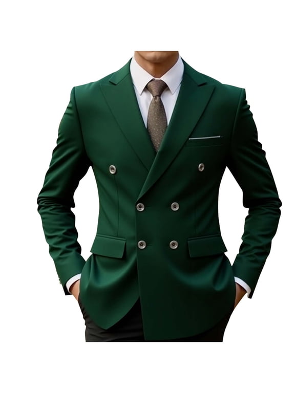 Double Breasted Suits for Men Peak Lapel Classic Blazer Fitted Business Casual Sport Coats Dress Outfits for Wedding Office